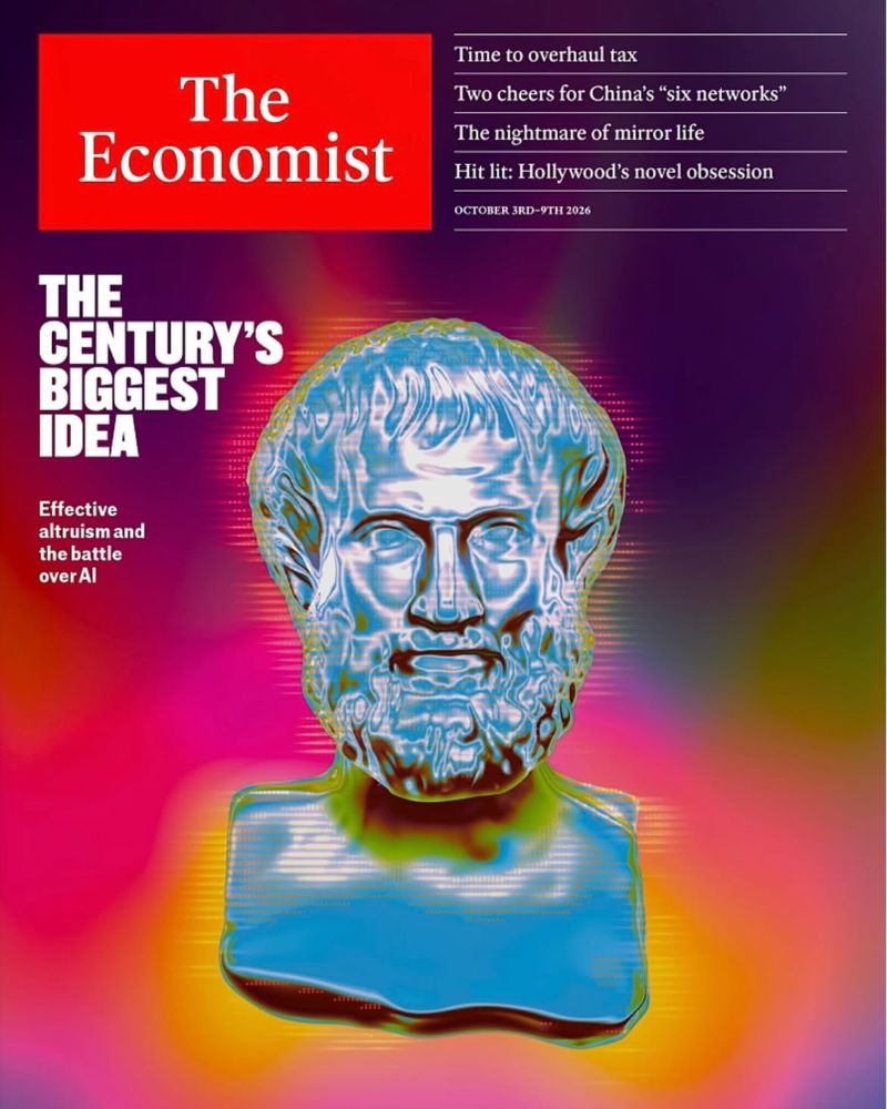 A The Economist 2026. október 3–9-i számának címlapja: The Century's Biggest Idea – Effective altruism and the battle over AI
